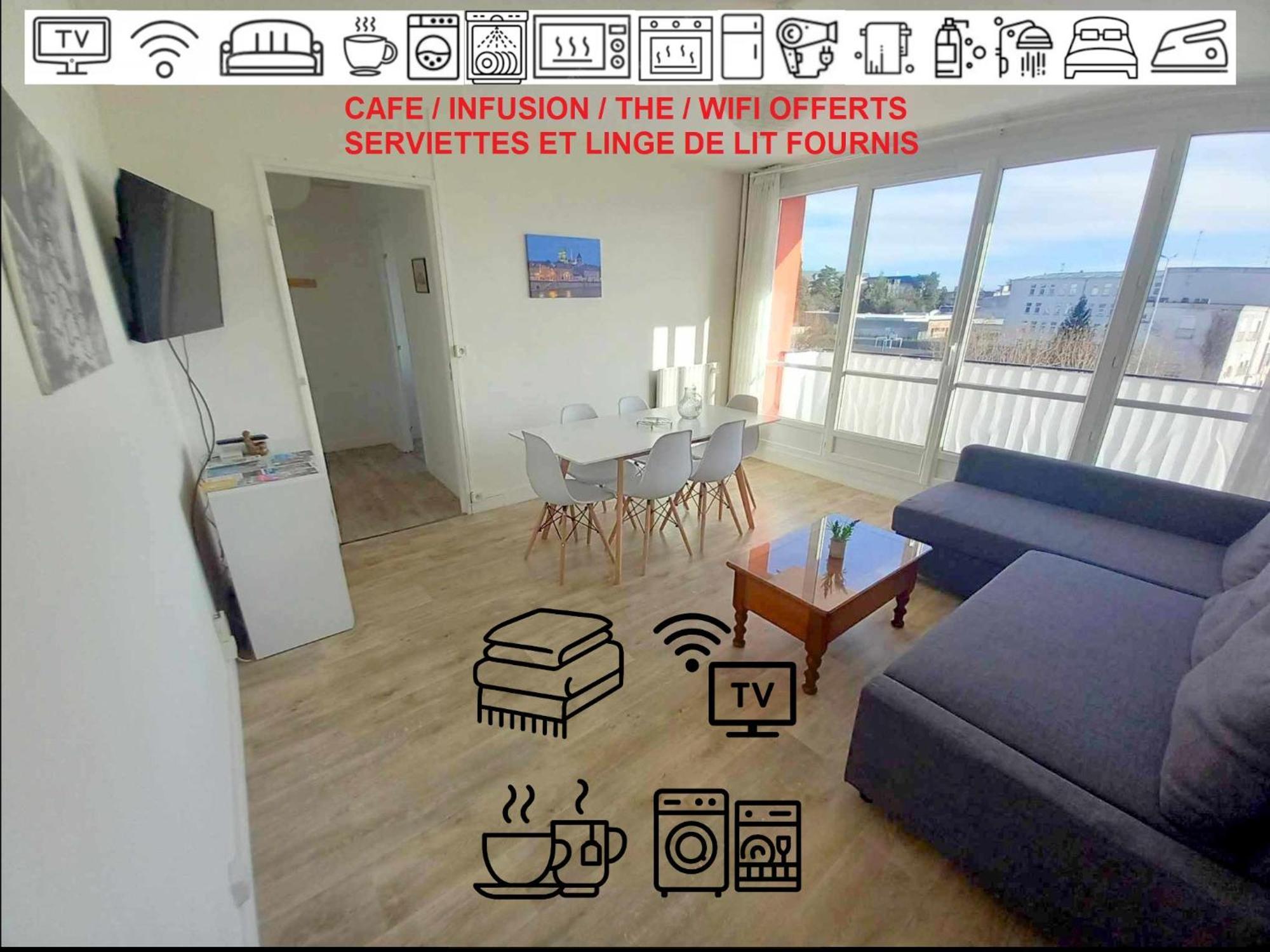 Ferienwohnung T3 57M2 Avec Balcon Proche Gare Sncf, Wifi Et Cafe Et The Offerts Orléans Exterior foto